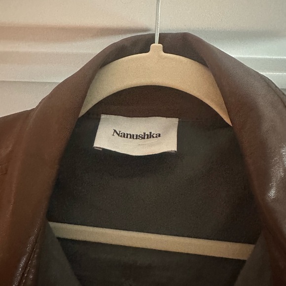 Nanuska Vegan Leather Brown Men’s Shirt Size Large - Picture 4 of 8